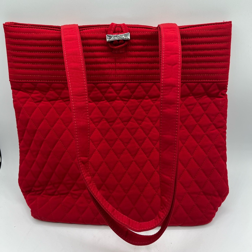 NWOT Vera Bradley Quilted Tote Weekend Travel Bag Red Microfiber